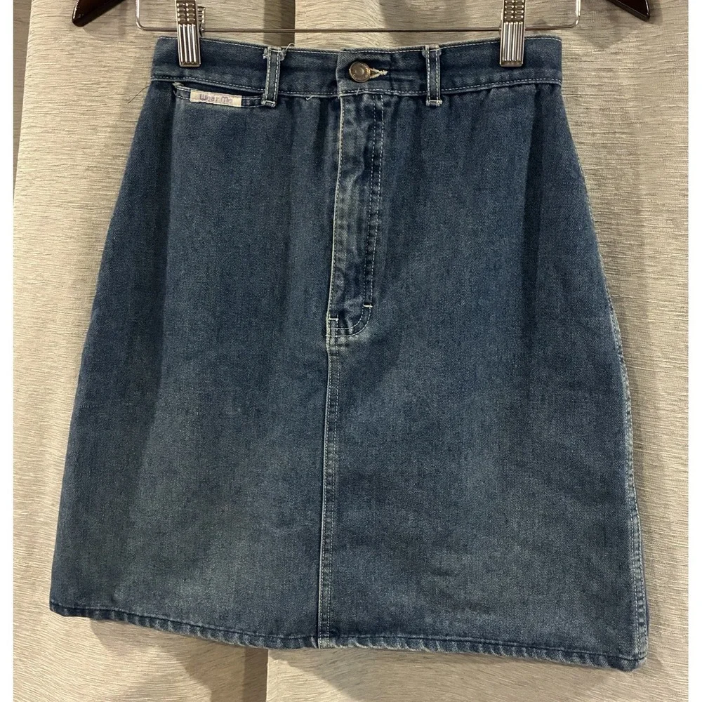 Vintage Wear Me‎ Denim Skirt Embroidered Youth Size 14 Y2K